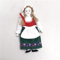 Vintage porcelain doll Germany green skirt