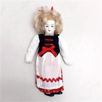 Vintage porcelain doll Germany blk top wh skirt