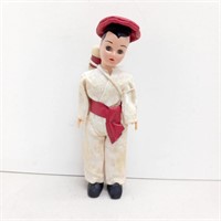 Vintage doll red hat plastic eyes open & closed