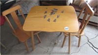 3 PC WOOD CHILD'S TABLE & CHAIR SET