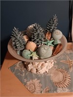 Nautical vase with sea shells , seahorses and