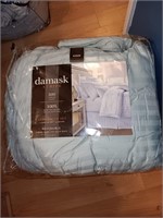 Damask stripe king size comforter set in bag.