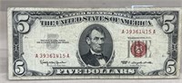 1963 Red Seal $ 5.00 bill