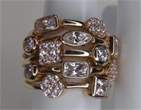 Sterling Gold Tone 5 Row Stacked Sapphire