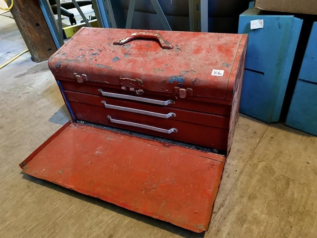 RED TOOL BOX AND CONTENTS