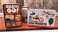 Sushi Go & Lego Projects tins - new