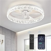 $100  LEDIARY 20 Ceiling Fans with Lights, White