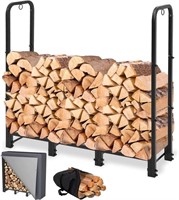 $132  2 racks-4FT Firewood Rack, Heavy Duty, Black