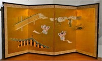 Antique Chinese 4 panel table screen