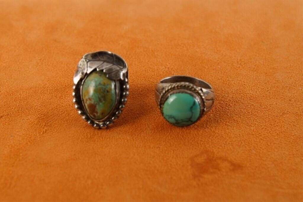 2 Vintage Navajo Turquoise rings