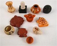Native Miniatures - fetish, turtles, pots, - 11pcs