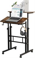 $80  SIDUCAL Mobile Stand Up Desk, Rustic Brown