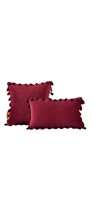 2pc red throw pillow covers 12x20