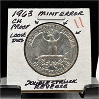 1963 SILVER WASHINGTON QUARTER PROOF LOOSE STRUCK