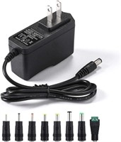 12V 2A Adapter Charger, 8 Tips (6ft)