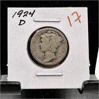 1924-D MERCURY SILVER DIME