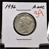 1936 MERCURY SILVER DIME BETTER GRADE