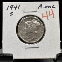 1941-S MERCURY SILVER DIME BETTER GRADE