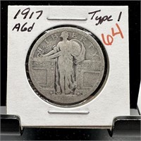 1917 TYPE 1 STANDING LIBERTY SILVER QUARTER