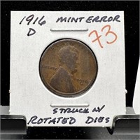 1916-D WHEAT PENNY CENT STRUCK W ROTATED DIES