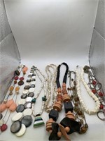 BEAD,SHELL & STONE NECKLACE LOT OF 8