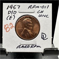 1957-D/D WHEAT PENNY CENT RPM-011 UNC