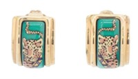 Hermeds Green Cheetah Earrings