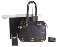 Chanel Triple Coco Caviar 3rd Series Handbag w Box