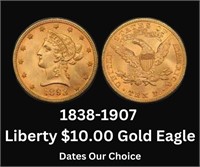 1838-1907 Liberty Head $10.00 Gold Eagle