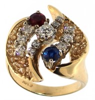 14kt Gold Gemstone & Diamond Estate Ring