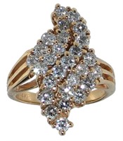 14kt Gold 1.55 ct Diamond Waterfall Ring