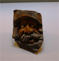 Wood Hand Carved Face 7"T