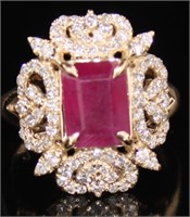 14k Yellow Gold 3.05 ct Ruby & Diamond Ring