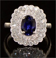 14kt Gold 2.54 ct Oval Sapphire & Diamond Ring