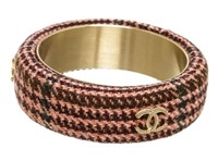 Chanel Pink Tweed Bangle Bracelet