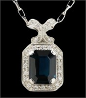 18kt Gold/Plat 3.60 ct Sapphire & Diamond Necklace