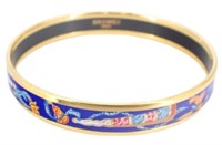 Hermes Multicolore Blue Enamel Bangle Bracelet