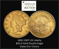 1850-1907 Liberty Head $20.00 Gold Double Eagle