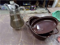 Water pitcher and enameled pan