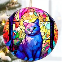 $15  2.8 Cat Christmas Ceramic Ornament  2023