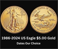 1986-2024 American Eagle $5.00 Gold Coin