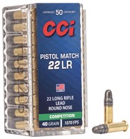 CCI 0051 Pistol Match Competition 22 LR 40 gr 1070