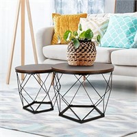 Coffee Table Set of 2 Round Coffee Table with Stee