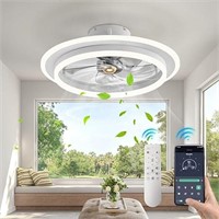 POWROL Low Profile Ceiling Fan with Light Rremote