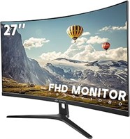 CRUA 27" Curved Monitor, Full HD(1920x1080P)VA Pan