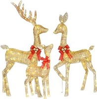 SEALED - Lighted Christmas Decoration Deer 3 Piece