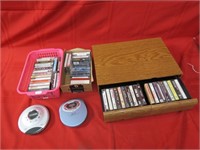 Music Cassettes w/case, 2 portable cd players