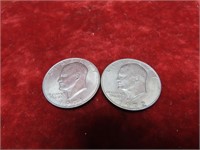 (2)Eisenhower $1 US Coins. 1972, 1971D