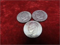 (3)Eisenhower $1 US Coins. 1976D,77d,78d