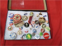 Political pins & buttons lot. Vintage advertising.